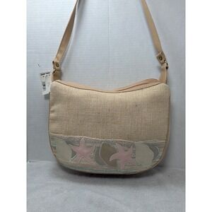 NWT VTG 80s Mitzi Shoulder Bag Womens Cream Woven Starfish Beach Nautical Summer